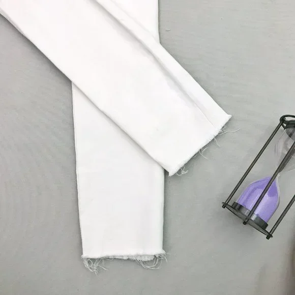 Size 24/26/28  With TAG  ZARA distressed white denim Jeans current article Unise - Picture 6 of 10